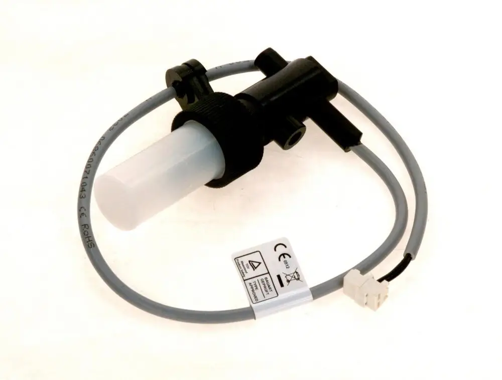 Wasserschalter von Bosch mit einem transparenten Gehäuse, angeschlossenem Kabel und Stecker, zur Messung von Wasserständen in verschiedenen Anwendungen.